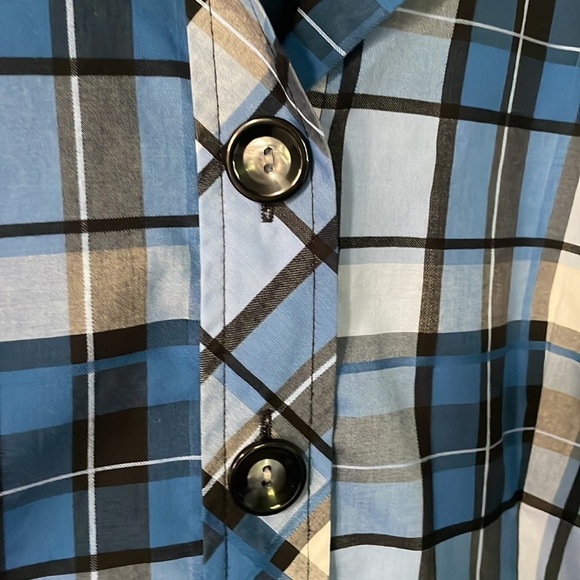 Pendleton button up plaid shirt with bell sleeves. Blue/black plaid. Sz 10P - Picture 2 of 7